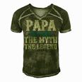 Papa The Man The Myth The Legend Fathers Day Gift Men's Short Sleeve V-neck 3D Print Retro Tshirt Green