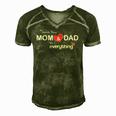 Parents Day - Thank You Mom And Dad For Everything Men's Short Sleeve V-neck 3D Print Retro Tshirt Green