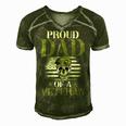 Proud Dad Of A Veteran Patrioticic Memorial Day 4Th Of July Men's Short Sleeve V-neck 3D Print Retro Tshirt Green