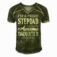 Proud Stepdad Of Freaking Awesome Daughter Fathers Day Dad Men's Short Sleeve V-neck 3D Print Retro Tshirt Green