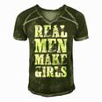 Real Men Daughter Funny Fathers Day Gift Dad Men's Short Sleeve V-neck 3D Print Retro Tshirt Green