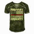 Red Line Flag Proud Papa Of A Firefighter Fireman Men's Short Sleeve V-neck 3D Print Retro Tshirt Green