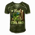 Reel Cool Dad Fishing American Flag Fathers Day Gif Men's Short Sleeve V-neck 3D Print Retro Tshirt Green