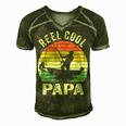 Reel Cool Papa Fishing Dad Gifts Fathers Day Fisherman Fish Men's Short Sleeve V-neck 3D Print Retro Tshirt Green
