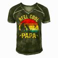 Reel Cool Papa Funny Fishing Fathers Day Men's Short Sleeve V-neck 3D Print Retro Tshirt Green