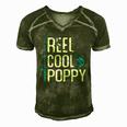 Reel Cool Poppy Fishing Fathers Day Gift Fisherman Poppy Men's Short Sleeve V-neck 3D Print Retro Tshirt Green