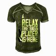 Relax The Bass Player Is Herebass Player Funny Gift Bass Guitar Men's Short Sleeve V-neck 3D Print Retro Tshirt Green