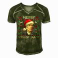 Santa Joe Biden Merry 4Th Of July Ugly Christmas Men's Short Sleeve V-neck 3D Print Retro Tshirt Green