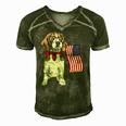 Smart Beagle Patriotic Memorial Day 4Th Of July Usa Flag Men's Short Sleeve V-neck 3D Print Retro Tshirt Green