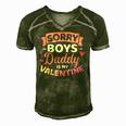 Sorry Boys Daddy Is My Valentines Day Men's Short Sleeve V-neck 3D Print Retro Tshirt Green