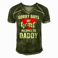 Sorry Boys My Heart Belongs To Daddy Kids Valentines Gift Men's Short Sleeve V-neck 3D Print Retro Tshirt Green