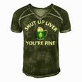 St Patricks Day Drinking Shut Up Liver Youre Fine Men's Short Sleeve V-neck 3D Print Retro Tshirt Green