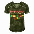 Stepdad Of The Birthday Girl Funny Donut Birthday Men's Short Sleeve V-neck 3D Print Retro Tshirt Green