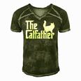 The Catfather Funny Cat Dad For Men Cat Lover Gifts Men's Short Sleeve V-neck 3D Print Retro Tshirt Green