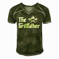 The Grillfather Funny Bbq Dad Bbq Grill Dad Grilling Men's Short Sleeve V-neck 3D Print Retro Tshirt Green