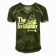 The Grillfather Pitmaster Bbq Lover Smoker Grilling Dad Men's Short Sleeve V-neck 3D Print Retro Tshirt Green