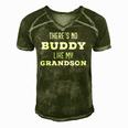 Theres No Buddy Like My Grandson Matching Grandpa Men's Short Sleeve V-neck 3D Print Retro Tshirt Green