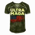 Ultra Maga Proud American Distressed Flag Patriotic Gift Men's Short Sleeve V-neck 3D Print Retro Tshirt Green