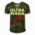 Ultra Maga Proud American Distressed Flag Patriotic Men's Short Sleeve V-neck 3D Print Retro Tshirt Green