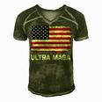 Ultra Maga United State Flag Men's Short Sleeve V-neck 3D Print Retro Tshirt Green