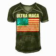 Ultra Maga Us Flag Men's Short Sleeve V-neck 3D Print Retro Tshirt Green