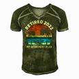 Vintage Sun Island Retirement Plan 2022 Graphic Men's Short Sleeve V-neck 3D Print Retro Tshirt Green