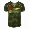 Vintage The Jazzfather Happy Fathers Day Trumpet Player Men's Short Sleeve V-neck 3D Print Retro Tshirt Green