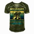 Vintage Veteran Mom My Heroes Dont Wear Capes Army Boots T-Shirt Men's Short Sleeve V-neck 3D Print Retro Tshirt Green