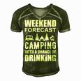 Weekend Forecast Camping With A Chance 21 Shirt Men's Short Sleeve V-neck 3D Print Retro Tshirt Green