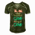 What Happens At Camp Stays At Camp Shirt Kids Camping Pink Men's Short Sleeve V-neck 3D Print Retro Tshirt Green