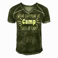 What Happens At Camp Stays Shirt Funny Men Women Camping Men's Short Sleeve V-neck 3D Print Retro Tshirt Green