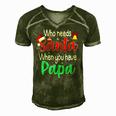 Who Needs Santa When You Have Papa Christmas Gift Men's Short Sleeve V-neck 3D Print Retro Tshirt Green