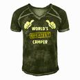 Worlds Greatest Camper Funny Camping Gift Camp T Shirt Men's Short Sleeve V-neck 3D Print Retro Tshirt Green