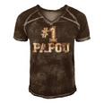 1 Papou Number One Sports Fathers Day Gift Men's Short Sleeve V-neck 3D Print Retro Tshirt Brown