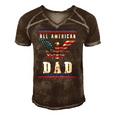 4Th Of July American Flag Dad Men's Short Sleeve V-neck 3D Print Retro Tshirt Brown