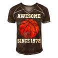 50Th Birthday Basketball Player 50 Years Old Vintage Retro Men's Short Sleeve V-neck 3D Print Retro Tshirt Brown