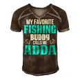 Adda Grandpa Fishing Gift My Favorite Fishing Buddy Calls Me Adda Men's Short Sleeve V-neck 3D Print Retro Tshirt Brown