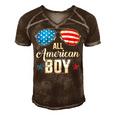 All American Boy Us Flag Sunglasses For Matching 4Th Of July Men's Short Sleeve V-neck 3D Print Retro Tshirt Brown