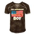 All American Boy Usa Flag Distressed 4Th Of July Men's Short Sleeve V-neck 3D Print Retro Tshirt Brown