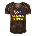 American Eagle Badge Maga King Men's Short Sleeve V-neck 3D Print Retro Tshirt Brown