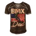American Flag Bmx Dad Fathers Day Funny 4Th Of July Men's Short Sleeve V-neck 3D Print Retro Tshirt Brown