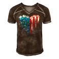 American Flag Heart 4Th Of July Patriotic Funny Men's Short Sleeve V-neck 3D Print Retro Tshirt Brown