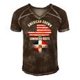 American Grown With Dominican Roots Usa Dominican Flag Men's Short Sleeve V-neck 3D Print Retro Tshirt Brown