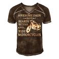 Awesome Dads Have Beards Tattoos And Ride Motorcycles V2 Men's Short Sleeve V-neck 3D Print Retro Tshirt Brown