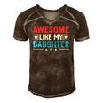 Awesome Like My Daughter Funny Fathers Day Dad Joke Men's Short Sleeve V-neck 3D Print Retro Tshirt Brown