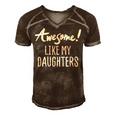 Awesome Like My Daughters Fathers Day Dad Joke Men's Short Sleeve V-neck 3D Print Retro Tshirt Brown