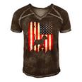 Beagle Dog Usa American Flag 4Th Of July Patriotic Gift Men's Short Sleeve V-neck 3D Print Retro Tshirt Brown