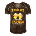 Beer Me Im The Father Of The Bride Fathers Day Gift Men's Short Sleeve V-neck 3D Print Retro Tshirt Brown