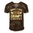 Being A Dad Is An Honor Being A Grumpy Is Priceless Grandpa Men's Short Sleeve V-neck 3D Print Retro Tshirt Brown