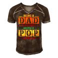 Being A Pop Is Priceless Grandpa Gift Men's Short Sleeve V-neck 3D Print Retro Tshirt Brown